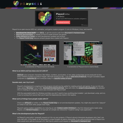 Playscii - an open source ASCII art and game creation program