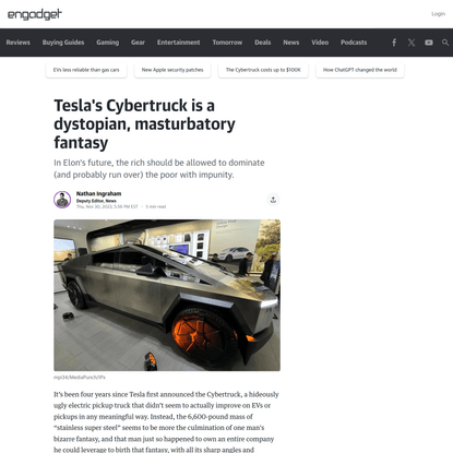 Tesla’s Cybertruck is a dystopian, masturbatory fantasy