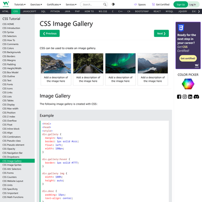 CSS Image Gallery