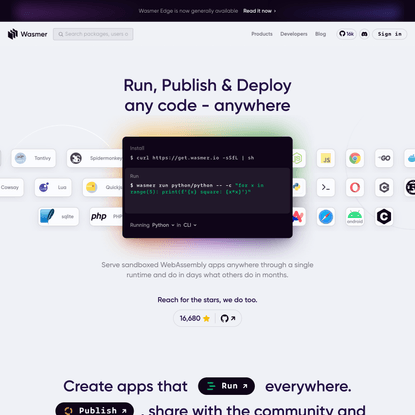 Wasmer - Run, Publish & Deploy any code - anywhere