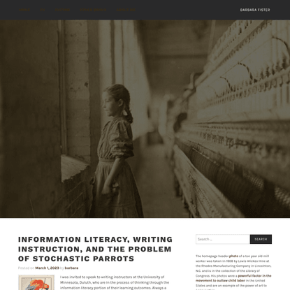 information literacy, writing instruction, and the problem of stochastic parrots