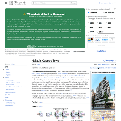 Nakagin Capsule Tower - Wikipedia