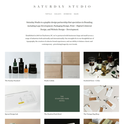 Saturday Studio | Graphic Design, Branding Agency, Logo Design, Web Design | Charleston, SC