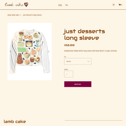 just desserts long sleeve — lamb cake