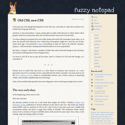 Old CSS, new CSS / fuzzy notepad