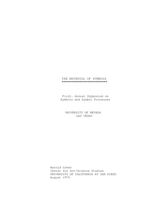 The Material of Symbols - Harold Cohen