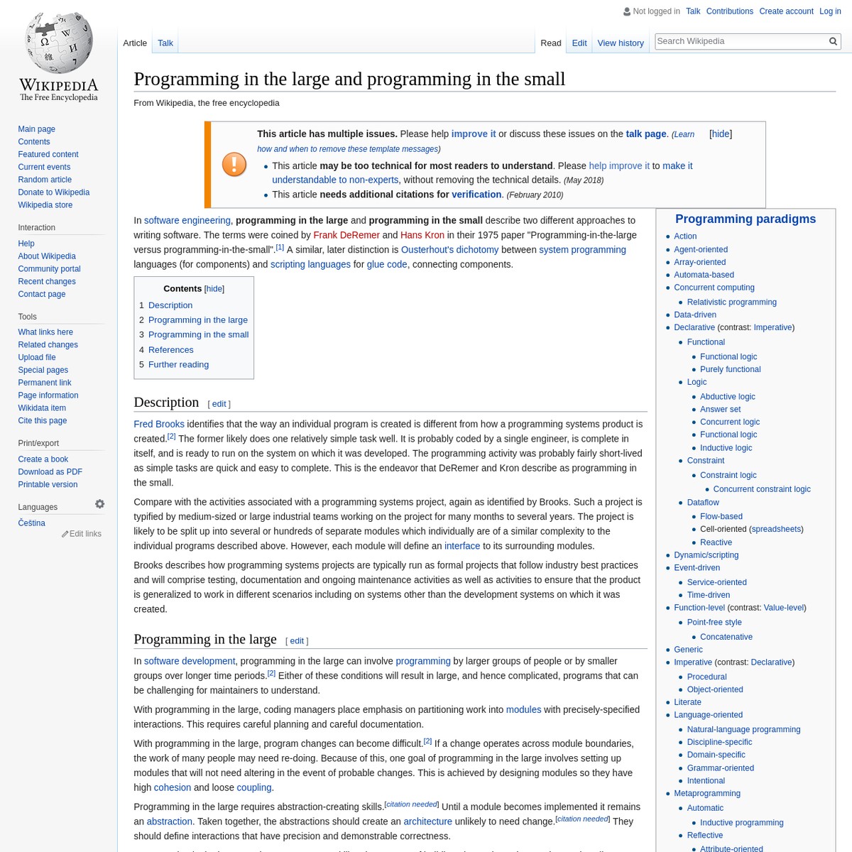 Programming in the large and programming in the small - Wikipedia — Are.na