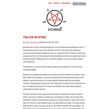 The UX of HTML - HTMHell