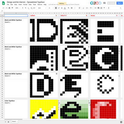 Design and the Internet - Spreadsheet Typeface