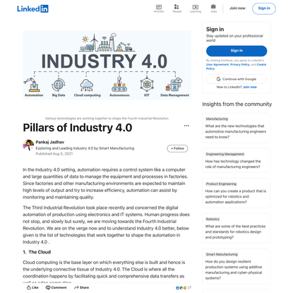 Pillars of Industry 4.0