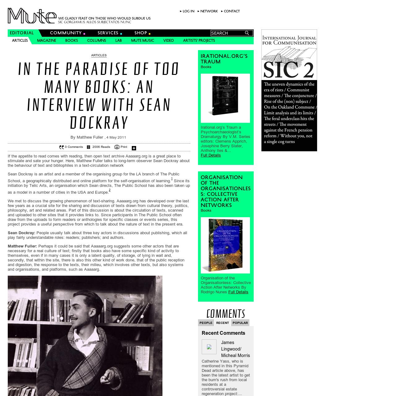 In the Paradise of Too Many Books: An Interview with Sean Dockray
