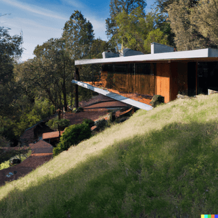 dall-e-2022-12-01-15.06.18-a-southern-california-midcentury-cabin-in-the-style-of-craig-elwood-on-a-steep-grassy-hillside-in...