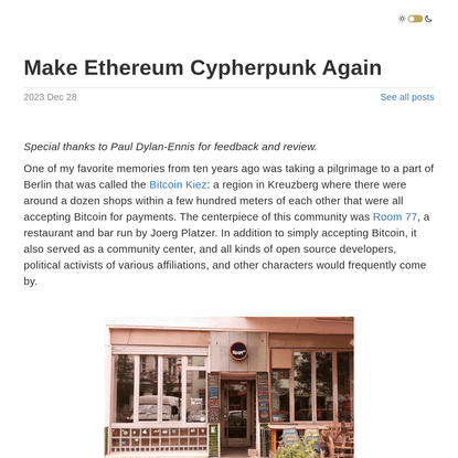 Make Ethereum Cypherpunk Again