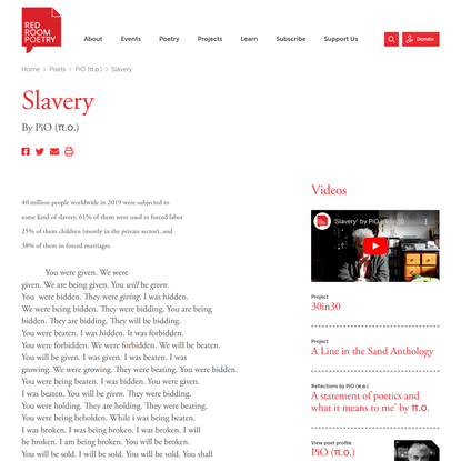 Slavery | New Australian poetry, contemporary Australian writers & poetry education | Red Room Poetry