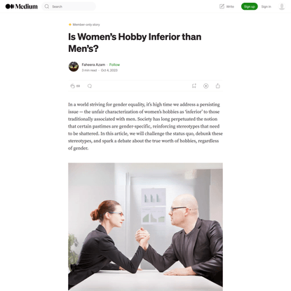 Is Women’s Hobby Inferior than Men’s?