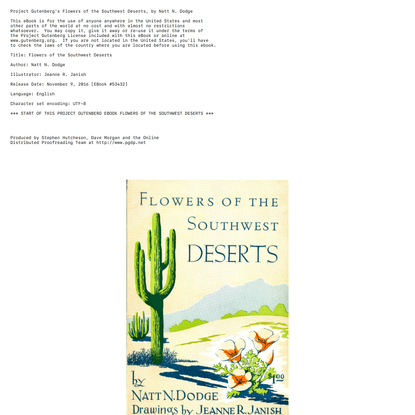 Flowers of the Southwest Deserts, by Natt N. Dodge: a Project Gutenberg eBook