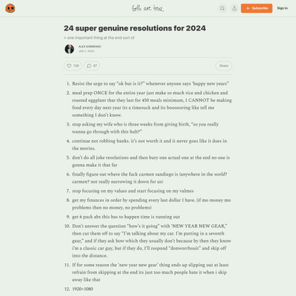 24 super genuine resolutions for 2024