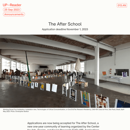 Apply now: CAD+SR The After School
