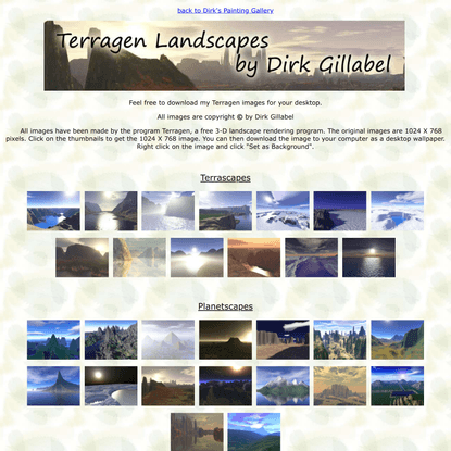 Terragen landscapes by Dirk Gillabel, computer generated.