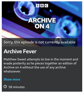 archive on 4: archive fever