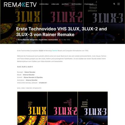 Erste Technovideo VHS 3LUX von Rainer Remake - REMAKE.TV
