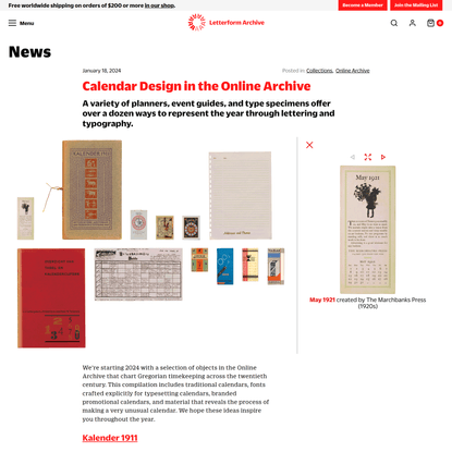Calendar Design in the Online Archive - Letterform Archive