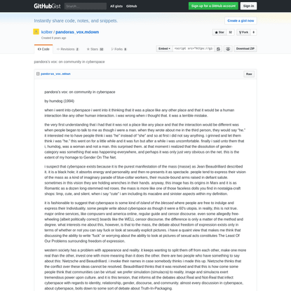 pandora's vox: on community in cyberspace