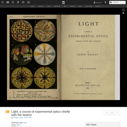 Light, a course of experimental optics chiefly with the lantern : Wright, Lewis, 1838-1905 : Free Download, Borrow, and Stre...