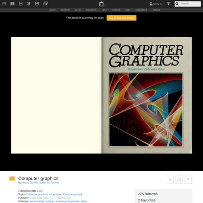 Computer graphics : Hearn, Donald : Free Download, Borrow, and Streaming : Internet Archive