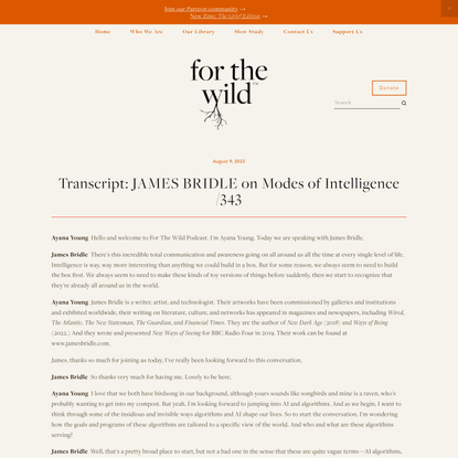 Transcript: JAMES BRIDLE on Modes of Intelligence /343 — FOR THE WILD