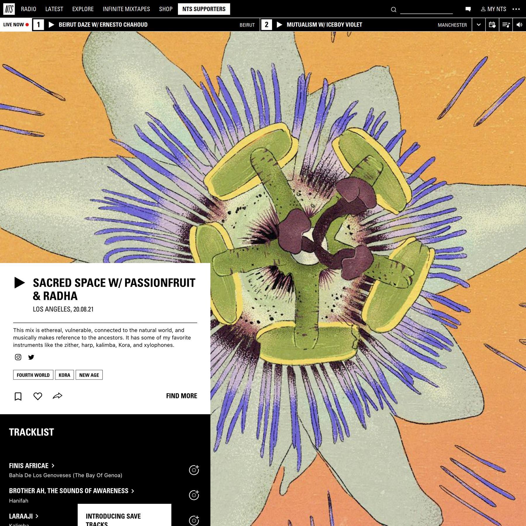 Sacred Space w/ Passionfruit & Radha 20th August 2021 | Listen on NTS