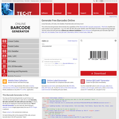 Free Online Barcode Generator: ISBN 13