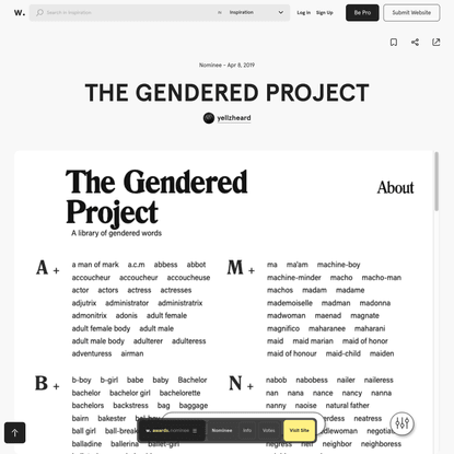 The Gendered Project - Awwwards Nominee
