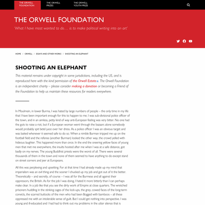 Shooting an Elephant | The Orwell Foundation