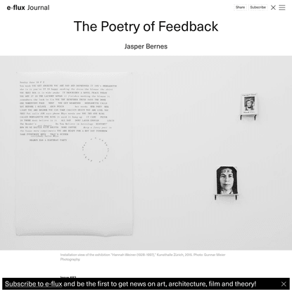 The Poetry of Feedback - Journal #82