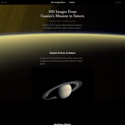 100 Images From Cassini’s Mission to Saturn (Published 2017)