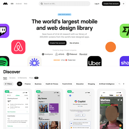 Discover iOS Apps | Mobbin - The world’s largest mobile & web app design reference library