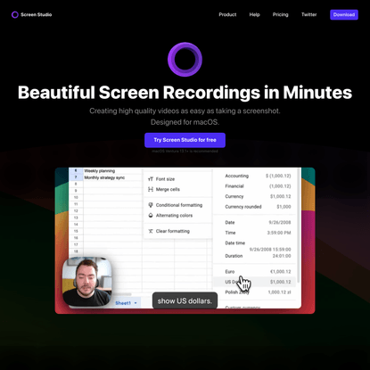 Screen Recorder for macOS. Beautiful videos in minutes | Screen Studio