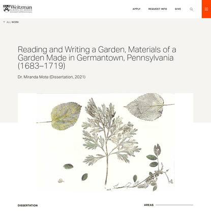 Reading and Writing a Garden, Materials of a Garden Made in Germantown, Pennsylvania (1683–1719) | Weitzman