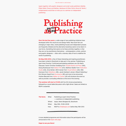 Publishing as (part-time) Practice