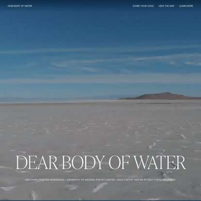 Dear Body of Water – Poets for Science
