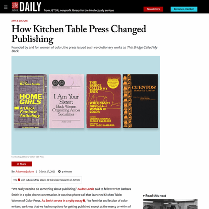 How Kitchen Table Press Changed Publishing - JSTOR Daily