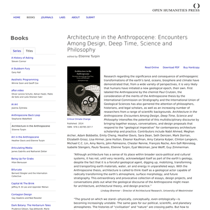 Open Humanities Press– Architecture in the Anthropocene