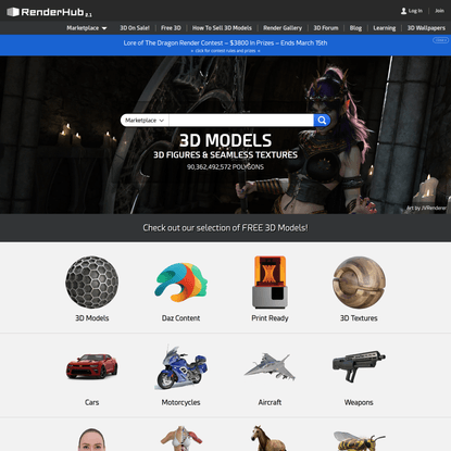 RenderHub 3D Models | Artist Community and 3D Marketplace