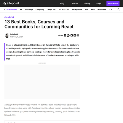 13 Best Books, Courses and Communities for Learning React — SitePoint