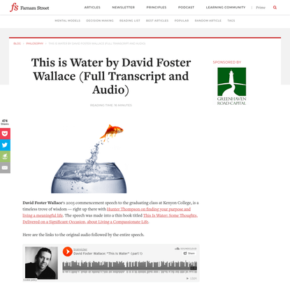 This is Water by David Foster Wallace (Full Transcript and Audio)