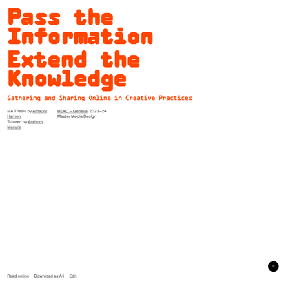 Pass the Information, Extend the Knowledge — Amaury Hamon