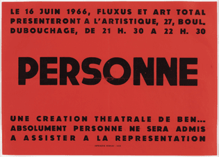 Poster for Personne by Ben Vautier, 1966