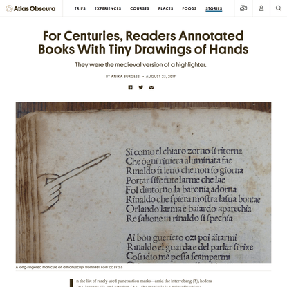 For Centuries, Readers Annotated Books With Tiny Drawings of Hands
