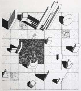 Herbert Bayer – Drawing for a marble garden at the Aspen Institute for Humanistic Studies, 1955